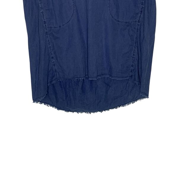 XCVI Wearables L Womens Blue Linen Cotton Blend Shirt Dress Breathable Travel - Picture 5 of 9